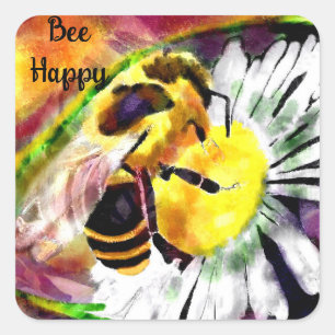 Sticker - Bumble Bee Happy Abstract Art Floral