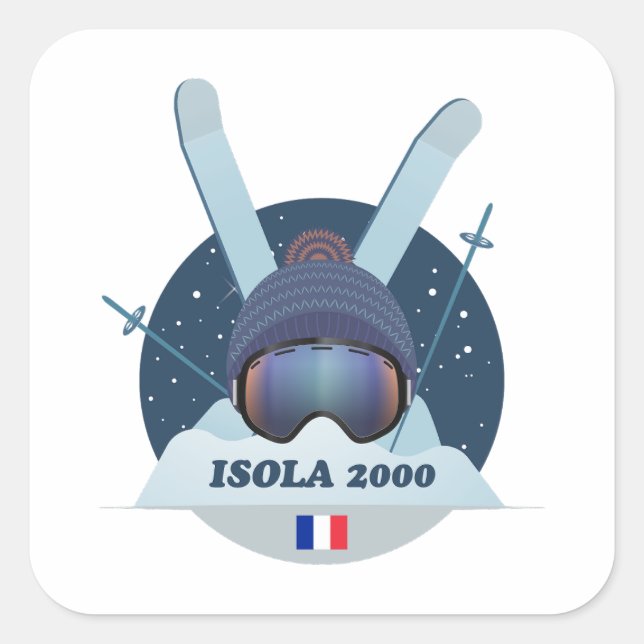 Sticker Carré Isola 2000 Ski resort (Front)