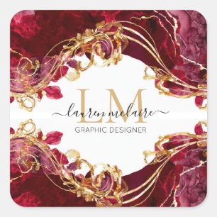 Sticker - Cherry Red Gold Monogram