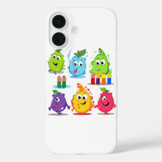 sticker clipart set of five colourful fruits iPhone 16 case
