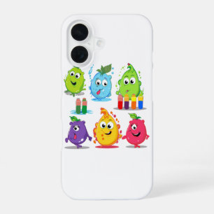 sticker clipart set of five colourful fruits iPhone 16 case
