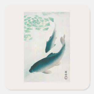 STICKER COASTER : OHARA KOSON : CARP/KOI 1926