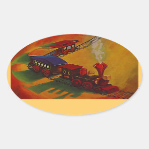 Sticker Colourful Vintage Miniature Train toy toys