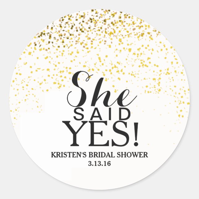 Sticker - Confetti Bridal Shower - She Said Yes! (Front)
