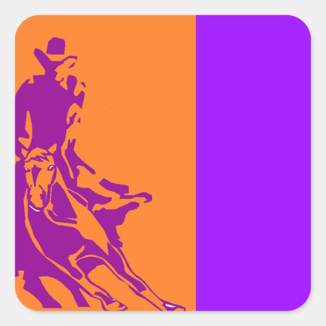 Sticker Cowboy Cutting Horse Pop-Art Ranch Purple (Front)