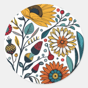 sticker: Dazzling Daisy Delight: A Floral Fashion Classic Round Sticker