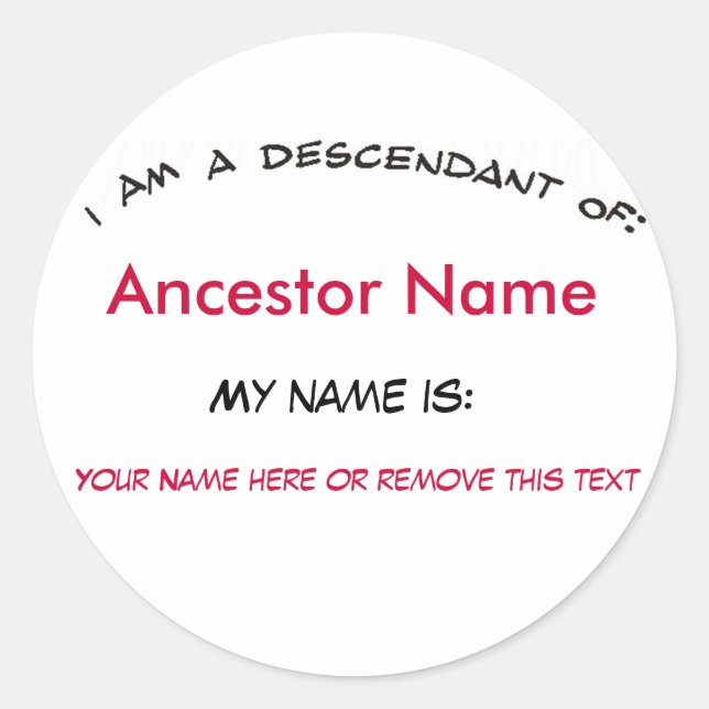 Sticker - Descendant of ... (Front)