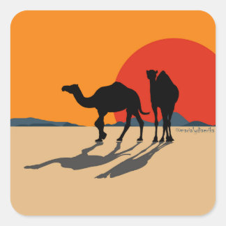 Sticker: Design "Camele & sunset" Square Sticker