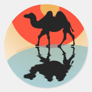 Sticker: Design "Kamele & Wasser" Classic Round Sticker