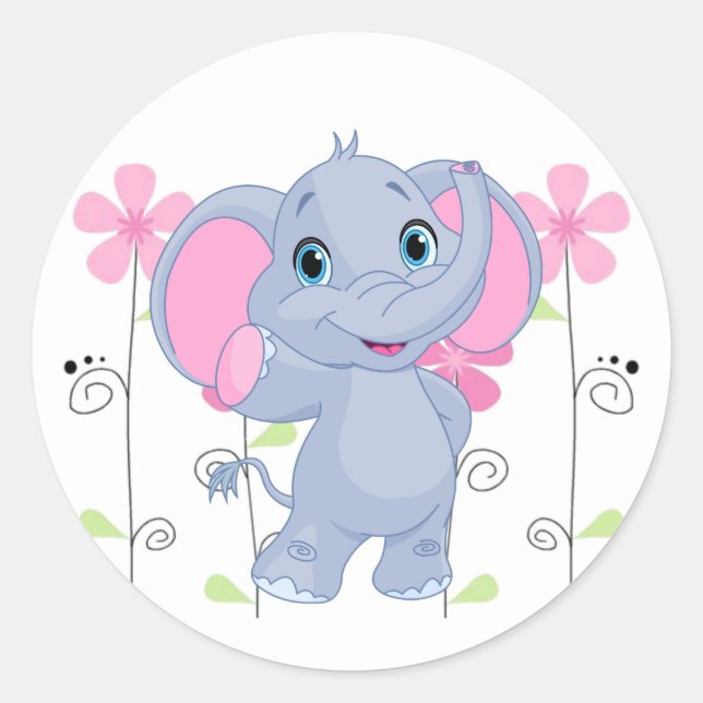 Sticker-Elephant Classic Round Sticker (Front)