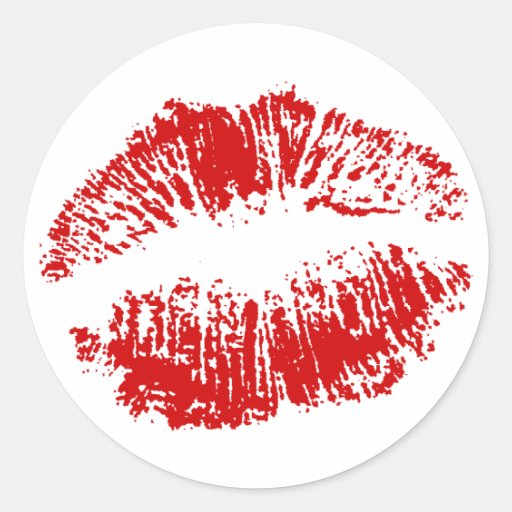 Image of Sticker Envelope Seals Sealed With Kiss Lips Red L