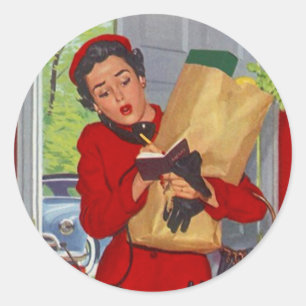 Sticker Fashionable Retro Lady & Life in the Burbs