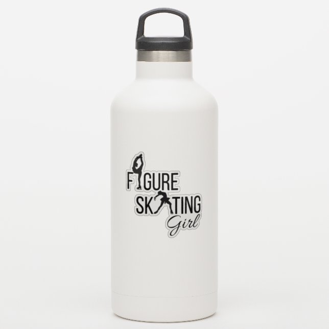 Sticker figure skating girl custom-cut black (Waterbottle)