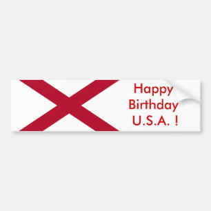 Sticker Flag of Alabama, Happy Birthday U.S.A.!