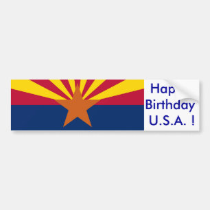 Sticker Flag of Arizona, Happy Birthday U.S.A.!