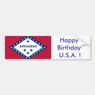 Sticker Flag of Arkansas, Happy Birthday U.S.A.!