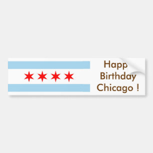 Sticker Flag of Chicago, Happy Birthday U.S.A.!
