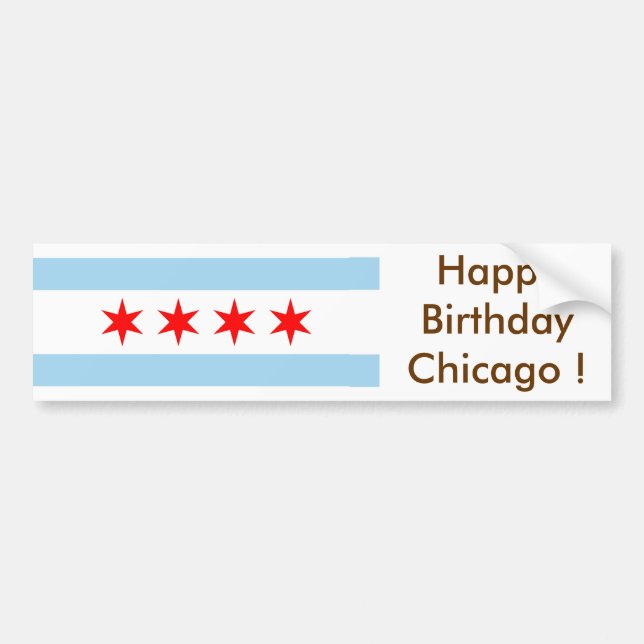 Sticker Flag of Chicago, Happy Birthday U.S.A.! (Front)