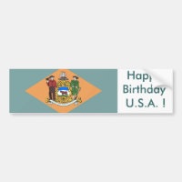 Sticker Flag of Delaware, Happy Birthday U.S.A.!