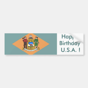 Sticker Flag of Delaware, Happy Birthday U.S.A.!