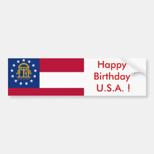 Sticker Flag of Georgia, Happy Birthday U.S.A.!