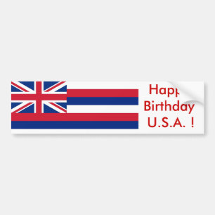 Sticker Flag of Hawaii, Happy Birthday U.S.A.!
