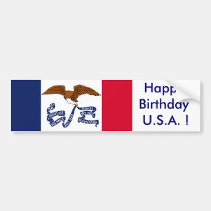 Sticker Flag of Iowa, Happy Birthday U.S.A.!