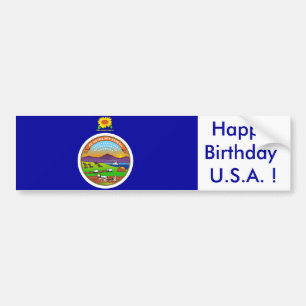 Sticker Flag of Kansas, Happy Birthday U.S.A.!