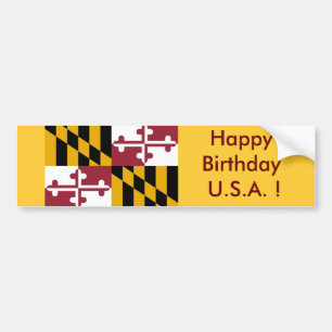 Sticker Flag of Maryland, Happy Birthday U.S.A.!