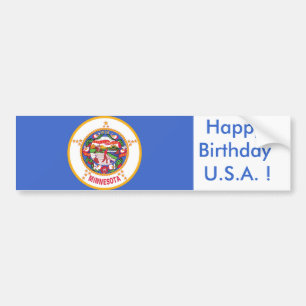 Sticker Flag of Minnesota, Happy Birthday U.S.A.!
