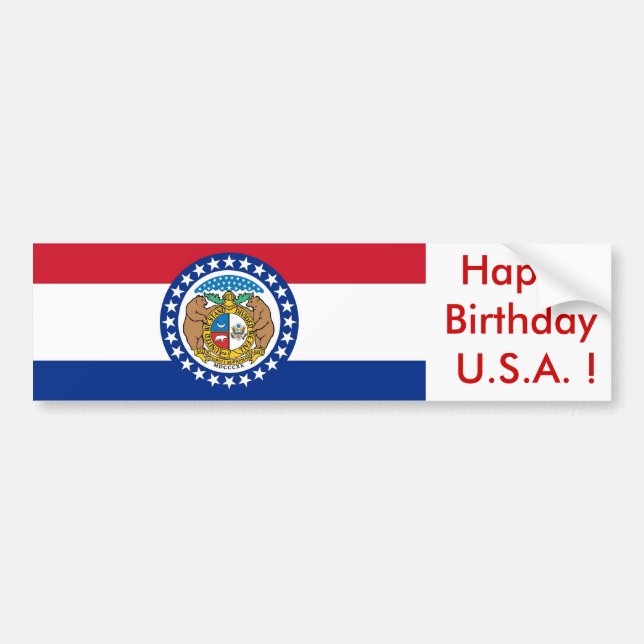 Sticker Flag of Missouri, Happy Birthday U.S.A.! (Front)