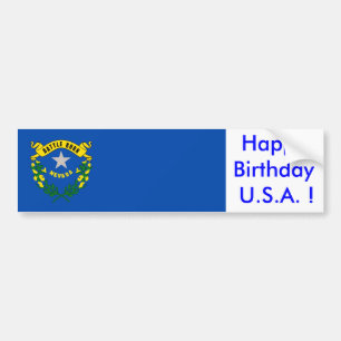 Sticker Flag of Nevada, Happy Birthday U.S.A.!