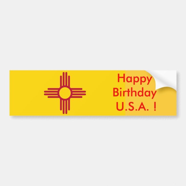 Sticker Flag of New Mexico, Happy Birthday U.S.A.! (Front)