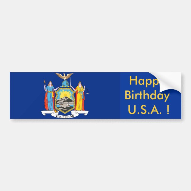 Sticker Flag of New York, Happy Birthday U.S.A.! (Front)