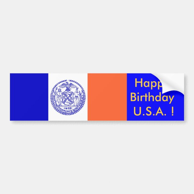 Sticker Flag of New York, Happy Birthday U.S.A.! (Front)