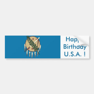 Sticker Flag of Oklahoma,Happy Birthday U.S.A.!
