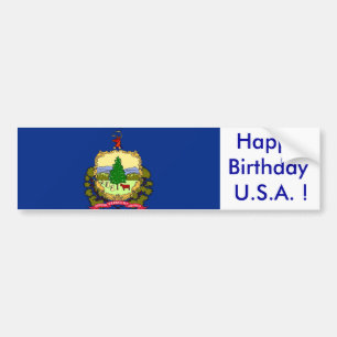 Sticker Flag of Vermont, Happy Birthday U.S.A.!