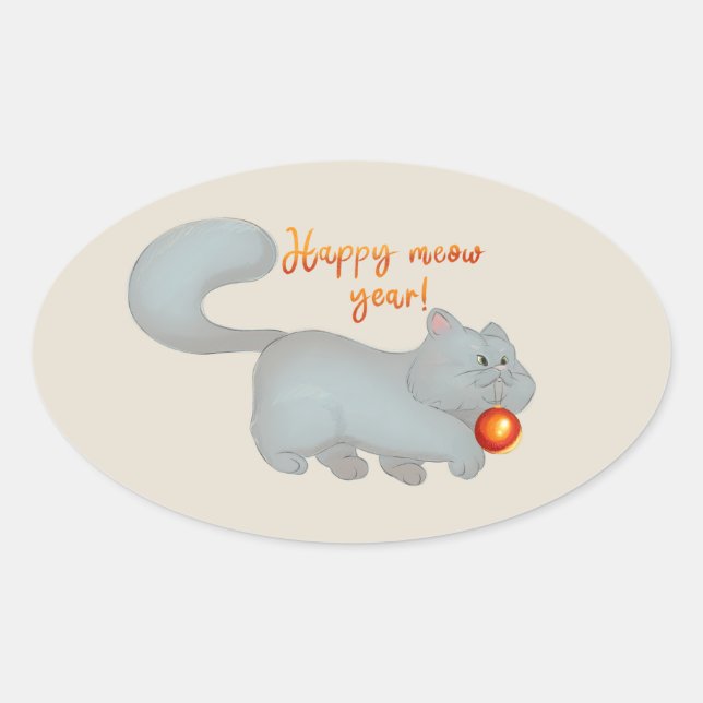 Sticker Fluffy Cat New Year Christmas Crafts  (Front)