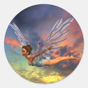 Sticker-Flying Fairy Classic Round Sticker