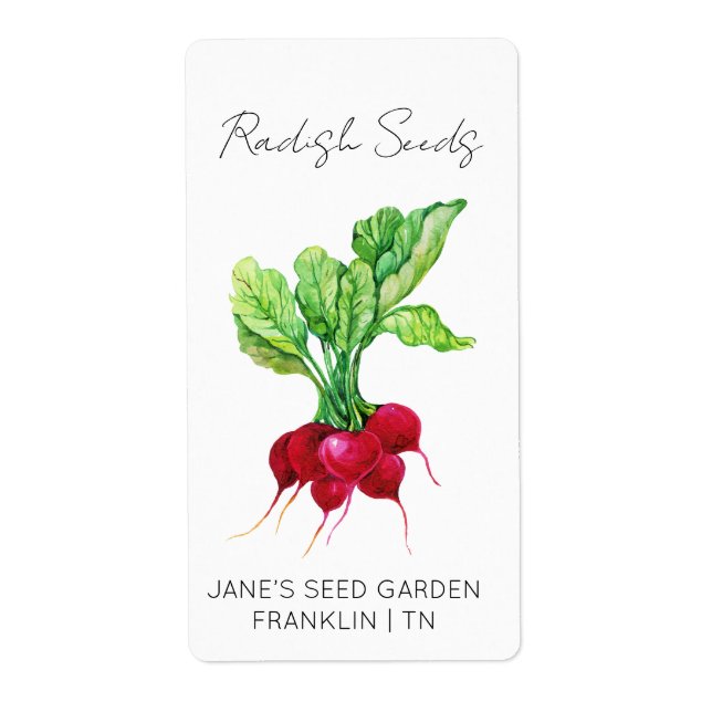 Sticker for seed packet | Radish Seed Label (Front)