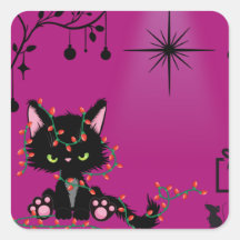 Sticker - gift label, cat theme
