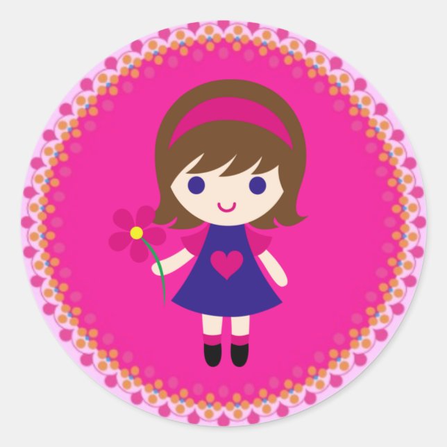 Sticker/Girl Classic Round Sticker (Front)