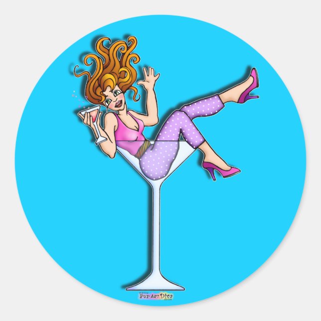 Sticker - Girl in a Martini Glass, Lil' Red (Front)