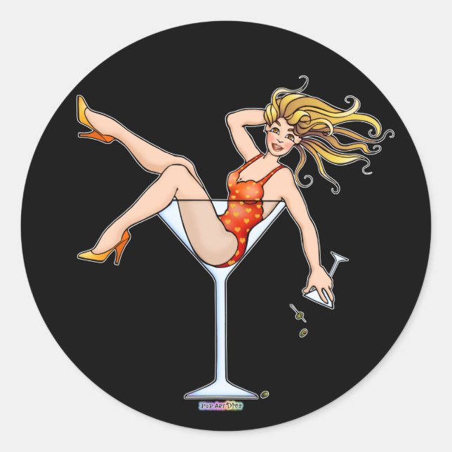 Sticker - Girl in a Martini Glass, Olivia (Front)