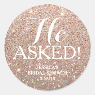 Sticker - Glitter Bridal Shower - He Asked!
