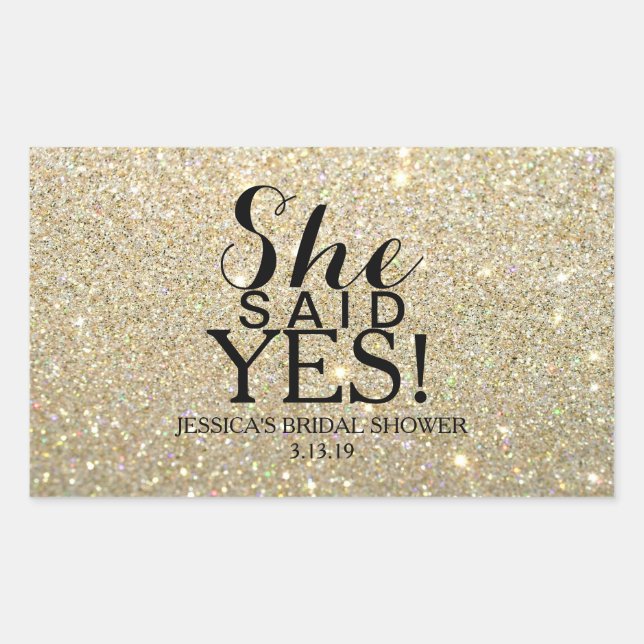 Sticker | Glitter Bridal Shower - She Said Yes! (Front)
