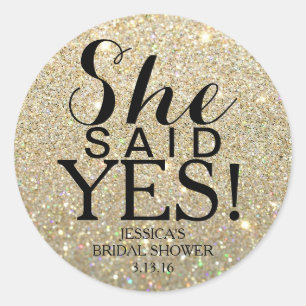 Sticker Glitter Bridal Shower - She Said Yes!