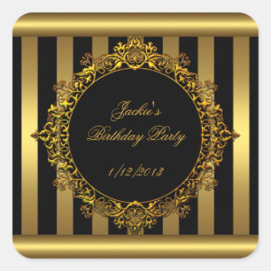 Sticker Gold Black Stripe Birthday Party