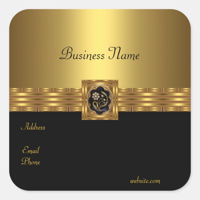 Sticker Gold On Gold Black Square (Front)