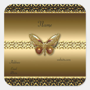 Sticker Gold On Gold Butterfly Square 2